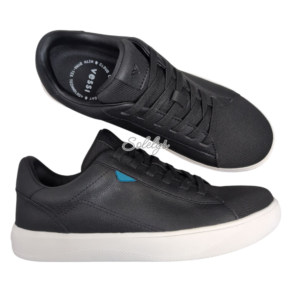 Vessi Soho Womens 7 Waterproof Black White Low Top Vegan Leather Casual Sneaker